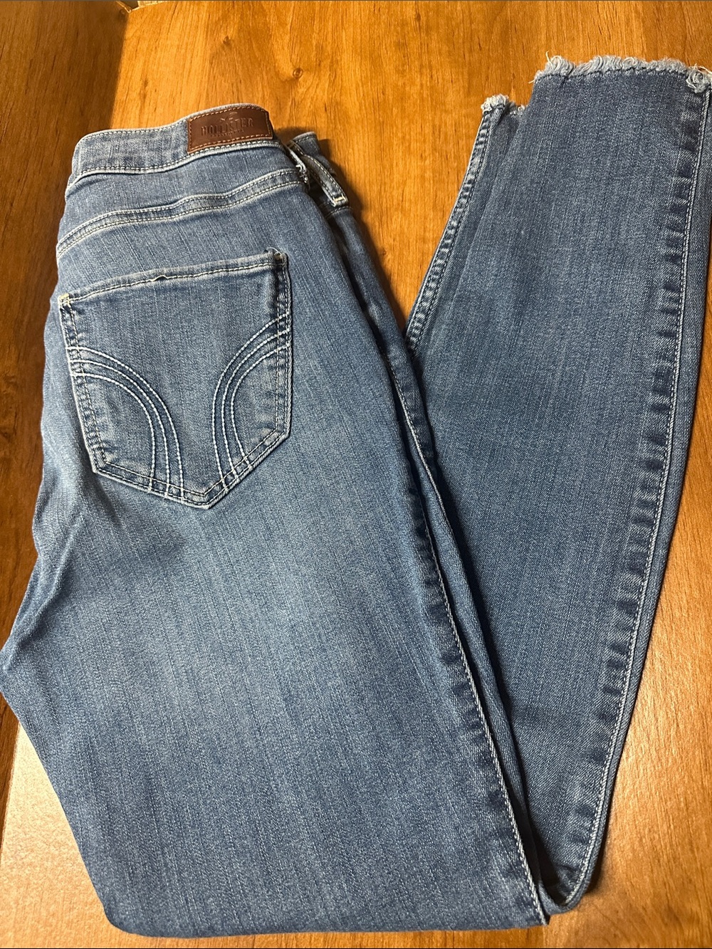 Hollister Light Blue Skinny Jeans with Frayed Hem size 9R